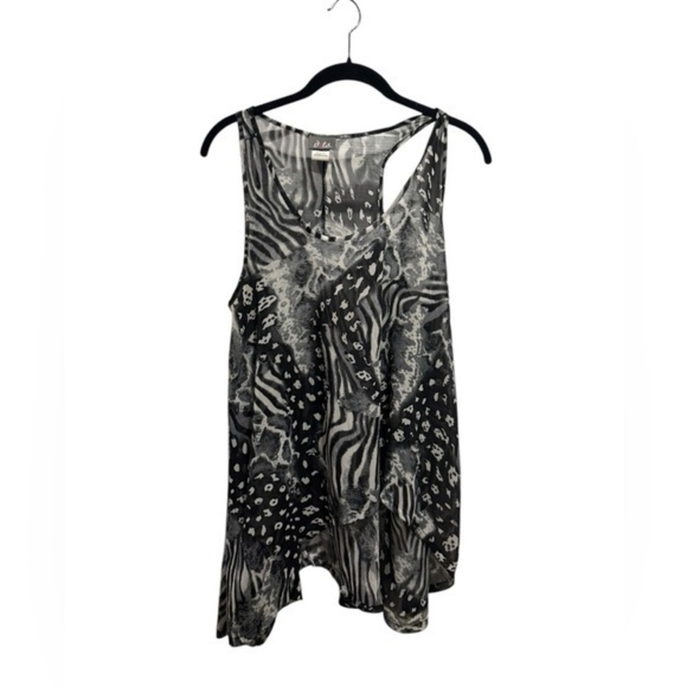 Dots Sheer Animal Print Tunic Top Size M